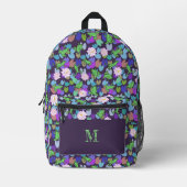 Lila Froschmuster Personalisiertes Monogramm Bedruckter Rucksack (Vorderseite)