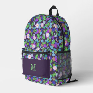 Lila Froschmuster Personalisiertes Monogramm Bedruckter Rucksack