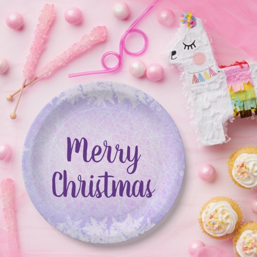Lila Frost Frost Frohe Weihnachten Pappteller (Party)
