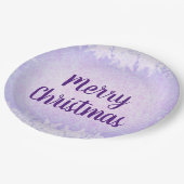 Lila Frost Frost Frohe Weihnachten Pappteller (Schrägansicht)