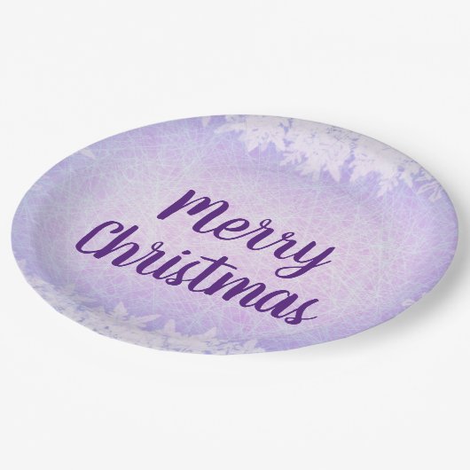 Lila Frost Frost Frohe Weihnachten Pappteller (Schrägansicht)