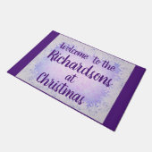 Lila Frost personalisierter Empfang Fußmatte (Schrägansicht)