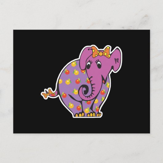 lila fruchtiger Elefant Postkarte (Vorderseite)