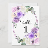 Lila Frühjahrsflorale Hochzeit-Tischnummer Einladung (Vorderseite)