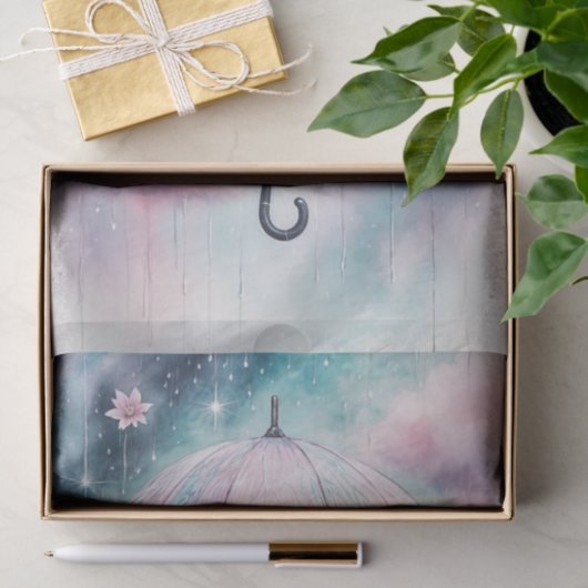 Lila Frühling Regenschirm April Duschen Dekoupage Seidenpapier (Geschenk)