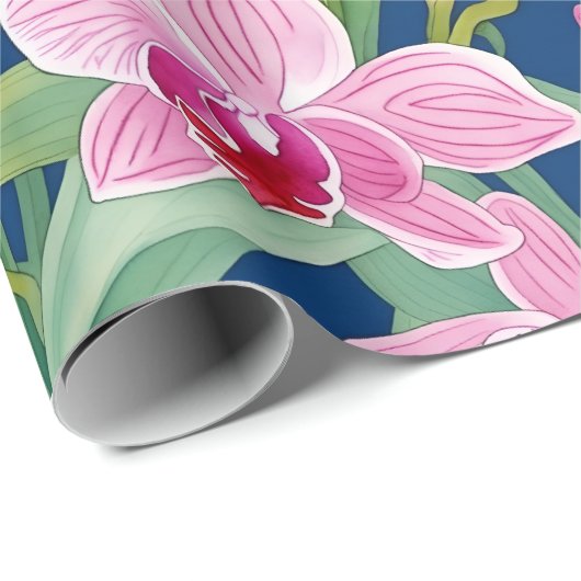 Lila Frühling Rosa Orchidee Flora Geschenkpapier (Rolleneckpunkt)