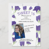 Lila Frühling Tulips Blumenstrauß 16 Einladungen (Vorderseite)