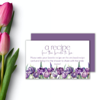 Lila Frühling Tulpen Rezept für die Braut Begleitkarte