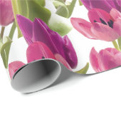 Lila Frühling und rosa Wasserfarbe Tulip Geschenkpapier (Rolleneckpunkt)