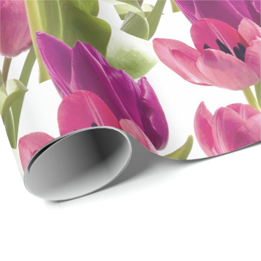 Lila Frühling und rosa Wasserfarbe Tulip Geschenkpapier (Rolleneckpunkt)