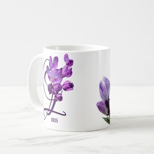 Lila Frühlingsblumen boho Kaffeetasse (Vorderseite Links)