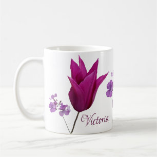 Lila Frühlingsblumen, viktorianischer Name Kaffeetasse