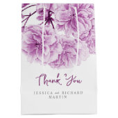 Lila Frühlingsblüte Blume Hochzeit danke Mittlere Geschenktüte (Rückseite)