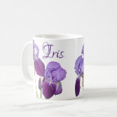 Lila Frühlingsblüten, die Iris-Girl-Malerin genann Kaffeetasse (Vorderseite Links)