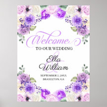 Lila Frühlingsflora Hochzeit im Herbst Begrüßungsz