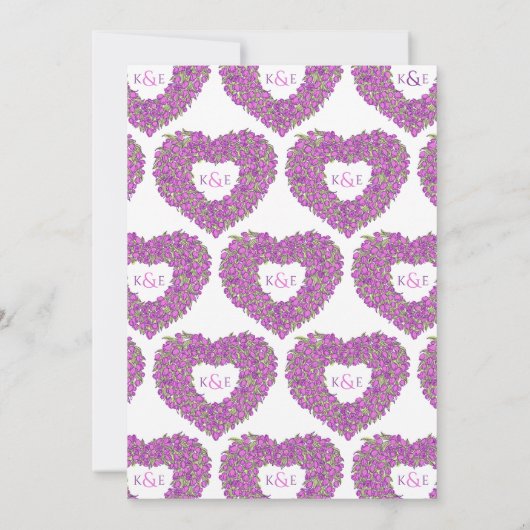 Lila Frühlingtulips Blume Hochzeit Einladung (Rückseite)