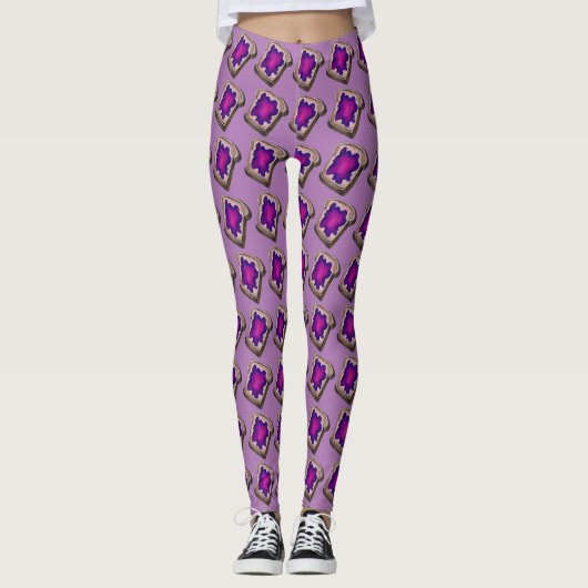 Lila Frühstücksbuffet Toast w/Grape Jelly Brot Leggings (Vorderseite)