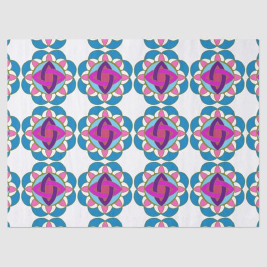 Lila Fuchsia Blue Pink Aquamarin Mandala Decoupage Seidenpapier (Vorderseite)