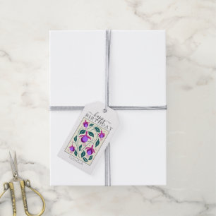Lila Fuchsia-Blume GLÜCKLICH BIRTHTAG Geschenkanhänger