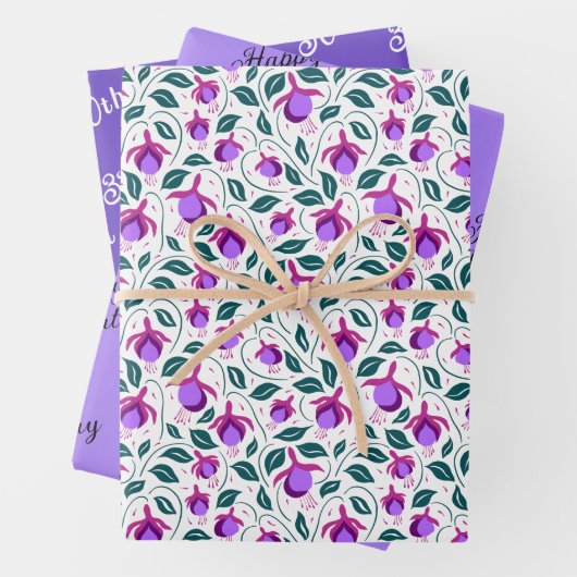Lila Fuchsia-Blume koordiniert Geschenkpapier Set (Beispiel)