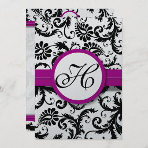 Lila Fuchsia Damask Swirl Hochzeitseinladungen Einladung