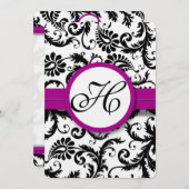 Lila Fuchsia Damask Swirl Hochzeitseinladungen Einladung (Vorne/Hinten)