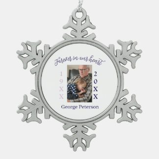 lila Fügen Sie Ihren Foto-Text als Andenken hinzu Schneeflocken Zinn-Ornament