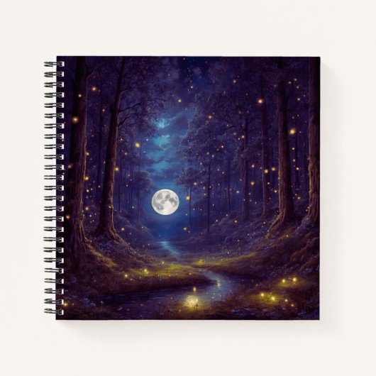 Lila Full Moon & Firefrefly-Hardcover-Journal Notizblock (Vorderseite)