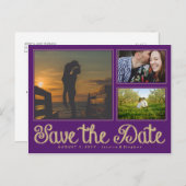 Lila Fun Chalk Save the Date Sammelpostkarte Ankündigungspostkarte (Vorne/Hinten)