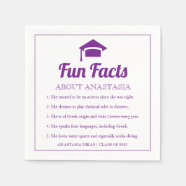 Lila Fun Facts class of 2022 graduation cap Serviette