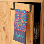 Lila Fun Floral Muster Stilvolle Anfangsbezeichnun Geschirrtuch