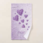 Lila Funkellavender Glitzer Badhandtuch Set (Handtuch)