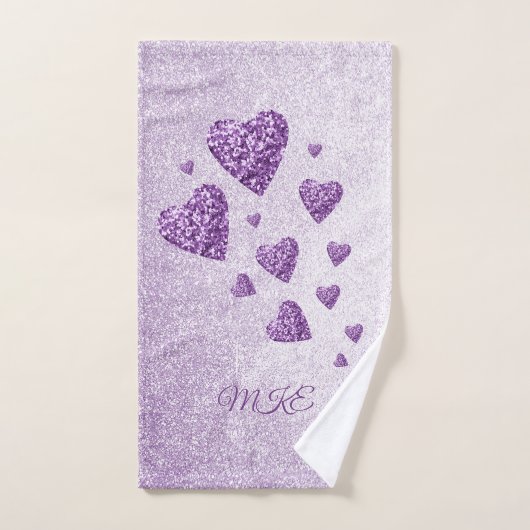 Lila Funkellavender Glitzer Badhandtuch Set (Handtuch)
