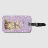 Lila Funkeln Glitzer Braune Cool Cat Brille   Gepäckanhänger (Vorderseite (Horizontal))