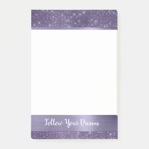 Lila Funkeln Personalisierter Spruch   Post-it Klebezettel