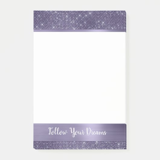Lila Funkeln Personalisierter Spruch Post-it Klebezettel (Vorderseite)