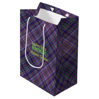 Lila Funkeln Tartan Karos Spezialtag Geburtstag Mittlere Geschenktüte