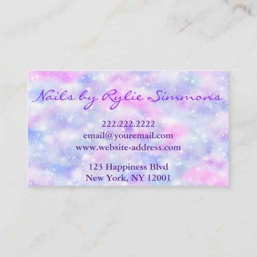 Lila Funkeln Visitenkarte (Rückseite)