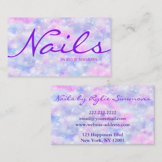Lila Funkeln Visitenkarte (Vorne/Hinten)