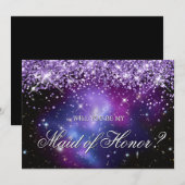 Lila Funkelnd Glitzer Celestial Brautparty Einladung (Vorne/Hinten)