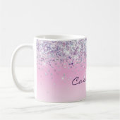 Lila Funkelnd Glitzer Mit Monogramm Girl Pink Kaffeetasse (Links)