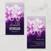 Lila Funkelnd Schere und Glitzer - Haarstühle Visitenkarte (Vorne/Hinten)