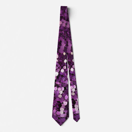 Lila Funkelnd Sequin Neck Tie Krawatte (Vorderseite)