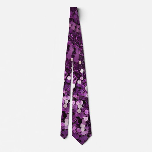 Lila Funkelnd Sequin Neck Tie Krawatte (Rückseite)