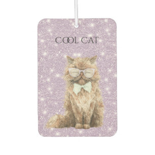 Lila Funkelnde Glitzerbraune Cool Cat Brille   Autolufterfrischer