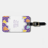 Lila, funkelnde Weihnachtsbäume, monogramm Gepäckanhänger (Vorderseite horizontal)