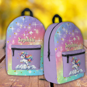 Lila funkelnder magischer Einhorn-Druck Beutel zum Bedruckter Rucksack