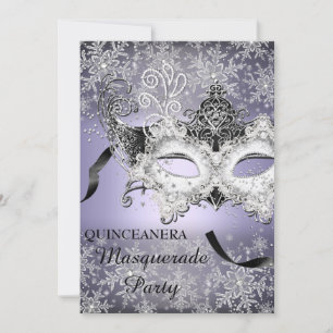 Lila funkelnder Schneeflocken-Masquerade-Quinceane Einladung