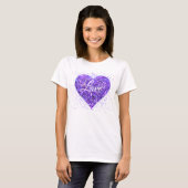 Lila funkelndes Herz, Liebe Glitzer Valentine T-Shirt (Vorne ganz)