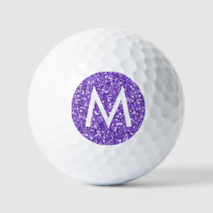 Lila funkelndes modernes personalisiertes Initial  Golfball